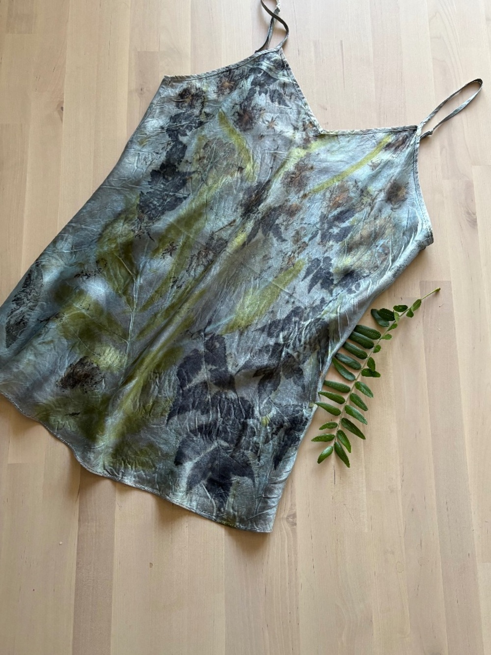 NWOT Handmade Eco-Printed Botanical Silk Camisole- One of a Kind. Size XL